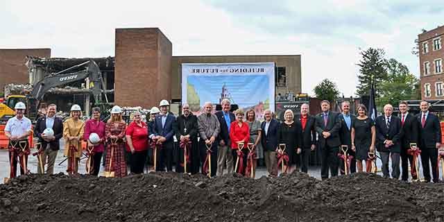The participants during the ground breaking ceremony for the new library on the campus of Benedictine College.